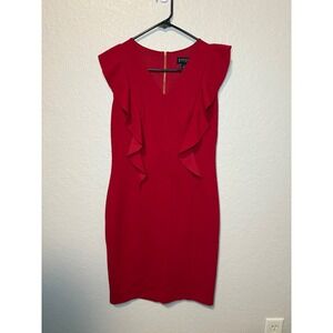 Enfocus Studio Red Dress Ruffle Sleeve Career Cocktail Party Mini Dress